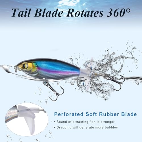 100 Pcs Fishing Lures Ploppers Equipment Tackle Gear Box for Bass, Floating Rotating Tail, Hard Fish Kit with Soft Lure,Hooks, Accessories Tools,Plastic Bait, Swimbait