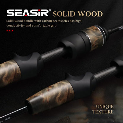 SEASIR Stream Fishing Rod, Ultralight Spinning Rod Travel Bait Casting Rod, 2 Piece, Fuji A O Ring Guide, Solid Wood Handle, 40T Carbon Fiber, Compact Fishing Pole for Saltwater Freshwater Trout Bass - color: Spinning, size: S602-L-F