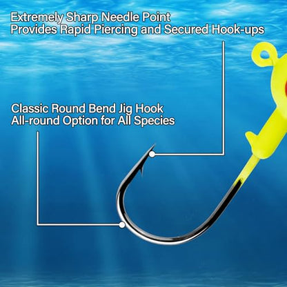 Dr.Fish 10 Pack Underspin Jig Heads Freshwater Swimbait Fishing Jig Spinner Bass Walleye Fishing Hook Colorado Blade Round Bottom Stand up - color: Firetiger, size: 1/16oz