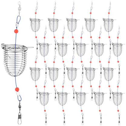 Hollowfly 20 Pcs Carp Fishing Bait Trap Cage Bulk Stainless Steel Feeder Basket Holder Coarse Lure Trap Catfish Carp Fishing Accessories - size: 6 x 1.7"