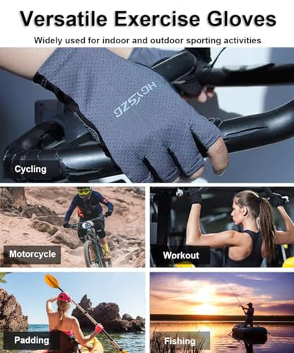 SUJAYU Fingerless UV Protection Gloves - Men & Women's Fishing, Driving, Sailing, Kayak, Paddling & Rowing Gloves - color: Grey, size: Medium