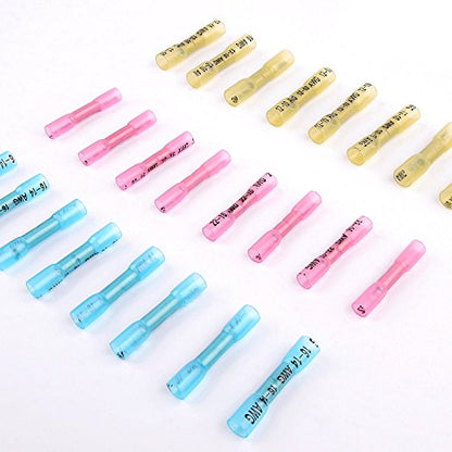 Nilight 200PCS Heat Shrink Butt Connectors – Waterproof Wire Connectors - Automotive Marine Grade Electrical Terminals – Crimp Butt Splice Terminal Kit - color: 200PCS Heat Shrink Butt Connectors