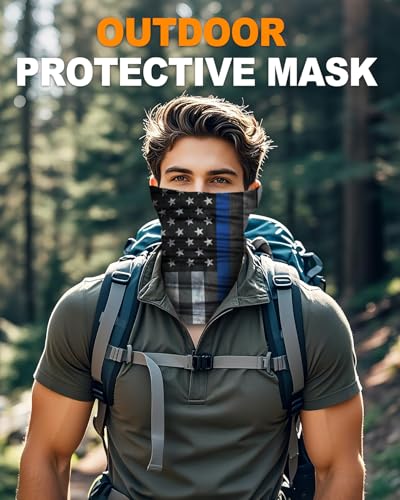 4Pack Neck Gaiter for Men Women Face Cover Mask Head Wrap Balaclava Headwear Bandana Headband Magic Scarf - color: A-bone Flag2