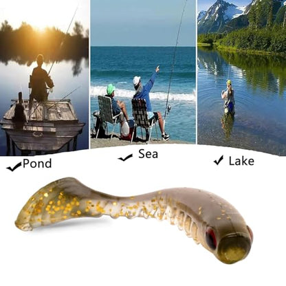 50pcs Paddle Tail Swim Baits Ripple Shad Fishing Soft Bait Power Bait Fishing Soft Plastic Lures for Saltwater Freshwater Fishing