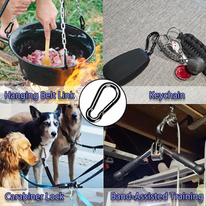 Carabiner Clips Black Twours Spring Snap Hooks Small Carabiners Heavy Duty Galvanized Steel Quick Links for Rust-Resistant Keychain Clips Outdoor Hiking Camping Hammock Fishing 1.56" 1.97" 2.36" 3.15" - size: 3.15inch(M8)--8pcs
