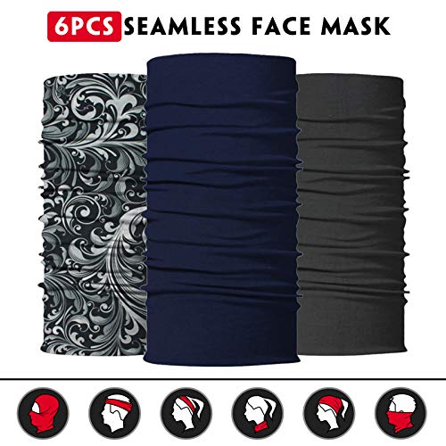 Venswell Neck Gaiter Face Mask Men Women,Seamless Bandana Rave Face Cover Scarf Mask,Balaclava,Headband, Head Wrap,Headwear - color: A-black Series 3