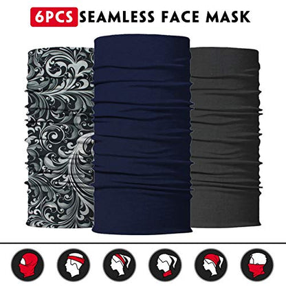 Venswell Neck Gaiter Face Mask Men Women,Seamless Bandana Rave Face Cover Scarf Mask,Balaclava,Headband, Head Wrap,Headwear - color: A-black Series 3