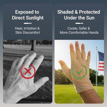 Mens Sunblock Fingerless Gloves Summer UV Protection Driving Cotton Gloves - color: Khaki