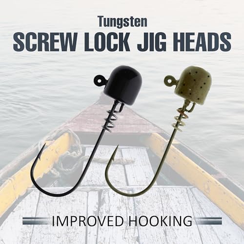Reaction Tackle Tungsten ScrewLock Ned Rig Jig Heads, Weedless Finesse Jig Heads for Bass, Walleye, and Panfish, Spinning Rod Setups (5-Pack) - color: Black, size: 3/16 Oz