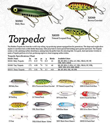 Heddon Torpedo Prop-Bait Topwater Fishing Lure with Spinner Action - color: Baby Bass, size: 1/8 oz (1 1/2 Inch)