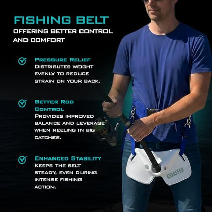 GAFFER SPORTFISHING Wide Body Adjustable Fishing Belt with Rod Holder - EVA Foam Padding, Ideal for Boat Fishing - color: Blue - 28 to 48 Inches