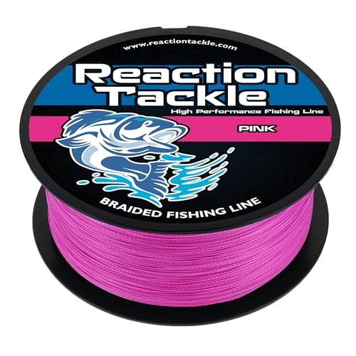Reaction Tackle Braided Fishing Line - Pro Grade Power Performance for Saltwater or Freshwater Fish - Colored Fishing Line Braid for Extra Visibility - color: Pink, size: 10 Lb (1000 Yards)