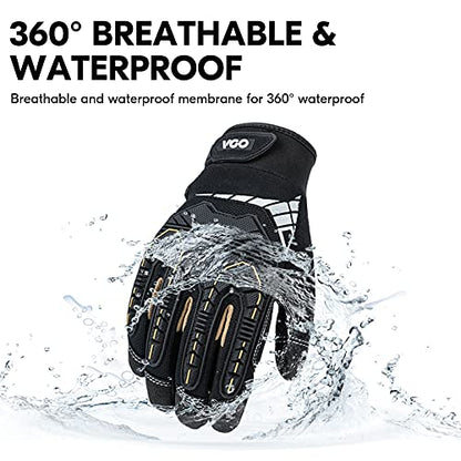 Vgo... 1-Pair 32°F Waterproof Heavy Duty Winter Work Gloves Men,Mechanic Gloves, Impact Protection& Vibration Reduction(Size M, Black&Gold, SL8849FW) - color: Black&gold-winter, size: Medium (1 Pair)