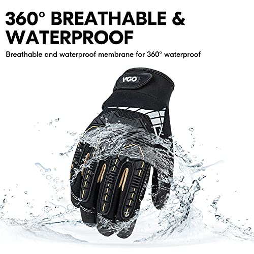 Vgo... 1-Pair 32°F Waterproof Heavy Duty Winter Work Gloves Men,Mechanic Gloves, Impact Protection& Vibration Reduction (Size S, Black&Gold, SL8849FW) - color: Black&gold-winter, size: Small (1 Pair)