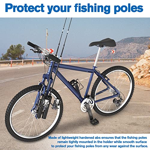 Fishing Rod Holder, Secures Fishing Pole to Bicycle,2 Tubes Rod Holder, Holds 2 Rods, Easy to Mount, Rod Rack for Bicycle Fishing