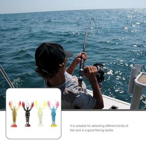 Abaodam 4pcs Soft Crawfish Fishing Lures 95mm Wear-Resistant Reusable Bionic Soft Baits Kit for Freshwater Bass and Outdoor Fishing