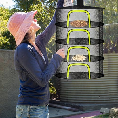 4 Layer Herb Drying Rack, Hanging Mesh Net, Foldable Plant Drying Rack with U-Shaped Zipper, Garden Trimming Shears and Hooks, for Drying Herbs Plants, Fruits, Seafood, Clothing - size: 4 Layers-23.62''
