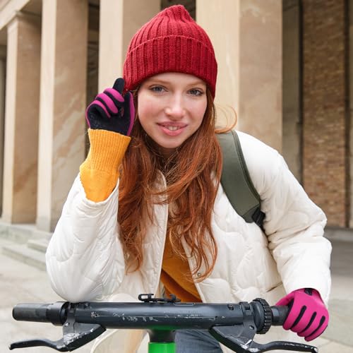 Bencailor Windproof Waterproof Fingerless Gloves Winter Touchscreen Gloves Men Cold Weather Cycling Supplies - color: Pink,Blue, size: Medium
