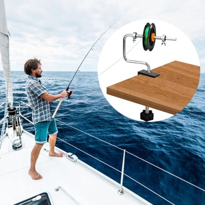 Fishing Line Spooler Winder, Spooling Station Aluminum Alloy, Rotating Axis Adjustable, Steel Frame and Clamp Workbench for Machine Line Spooler Fishing, Multiple Accessories
