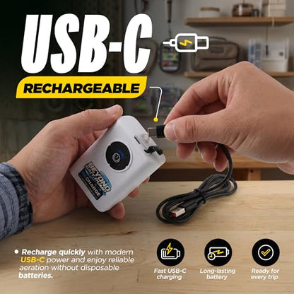 Beyond Fishing Mini Bait Pump with Fish Aerator – Portable Bait Bubbler, Rechargeable USB-C Compact Bubbler Pump for Live Bait