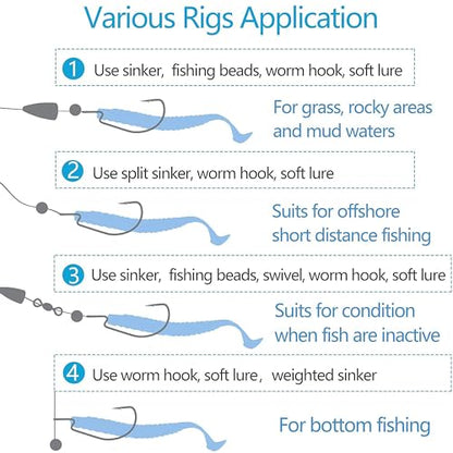 Bass Fishing Hooks 3X Strong Offset EWG Worm Hooks Jigs for Soft Plastic Bait Bass Trout Texas Rig 1-5/0 - size: 50PCS-4/0