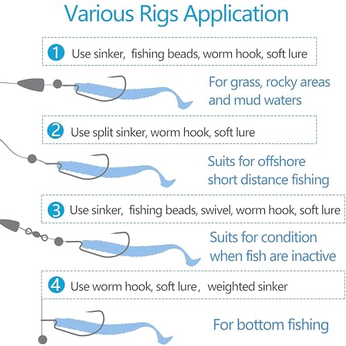 Bass Fishing Hooks 3X Strong Offset EWG Worm Hooks Jigs for Soft Plastic Bait Bass Trout Texas Rig 1-5/0 - size: 50PCS-5/0