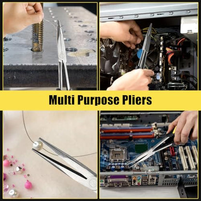 Long Needle Nose Pliers-11’’, for Home,Fishing, Jewelry,Crafts, 1pcs | for Tight Spaces,Paper Clamp Precision, High Carbon Steel, Non-slip Handle,Effort-Saving Design - style: One-11in