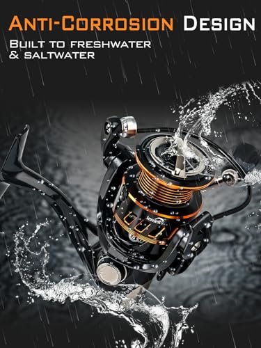Jenseits Lightweight Spinning Fishing Reel, Sealed Carbon Fiber Up to 20 LB Max Drag, 5+1/6+1BB for Freshwater, 5.2:1 Gear Ratio,CNC Aluminum Spool,1000 Perfect for Ice Fishing, 2000-5000 Series - size: XJ-2000