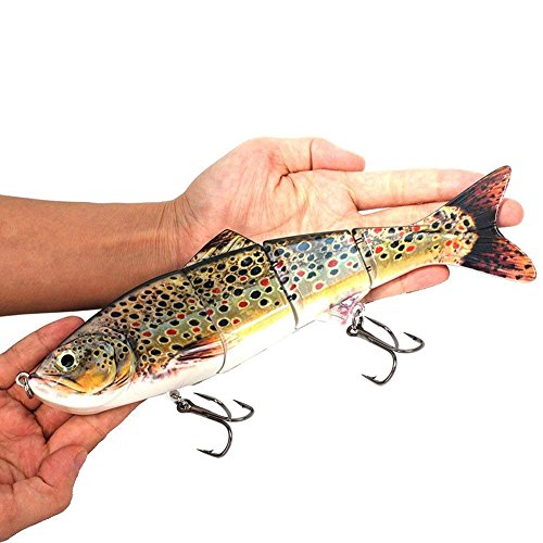 4 Segment Fishing Lures with BKK Hooks for Fishing, Easy Catch | 4.76oz Heavy-Duty Big Giant Sinking Lifelike Swimbaits for Bass, Trout, Crappie, Walleye, Pike, Great for Fisherman, Dad Gift