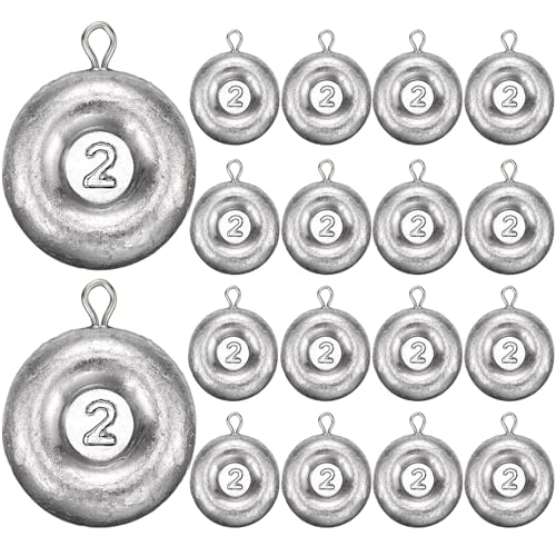 Shimeyao 18 Pieces Disc Sinkers Fishing Weights No Roll Disc Fishing Sinkers Weights for Saltwater Trolling Surf Tackle - size: 2oz