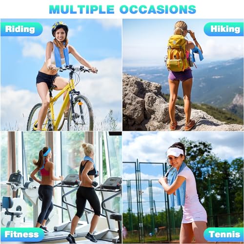 MENOLY 6 Pack Cooling Towels, 40"x12" Cooling Towels for Neck and Face with Breathable Carrying Bags,Soft Microfiber Instant Cooling Rags, Gym Workout Sweat Towel for Sports, Yoga, Camping, Running - size: 6 Pack
