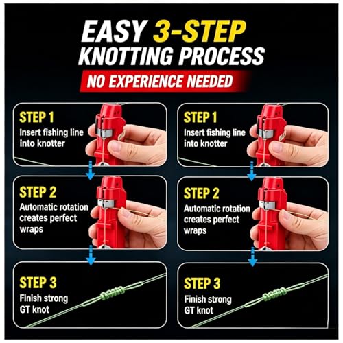 2026 Upgraded Electric Automatic Fishing Knot Tying Tool, USB Rechargeable GT/PR Knotter, Quick Fishing Hook Line Knot Tier, Portable Fishing Knot Machine Gift for Anglers - color: Red