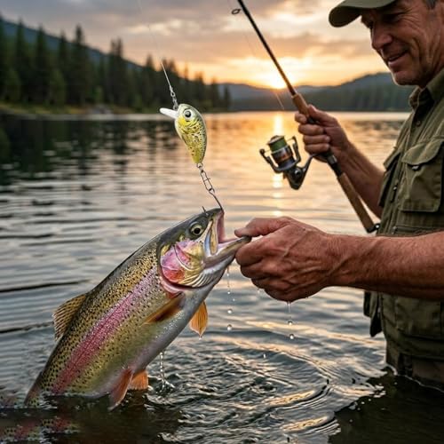 5 Pcs Mini Fishing Crankbaits Kit,Realistic 3D Eyes Floating Swimbait for Bass, Trout, Perch, Walleye,with Tackle Box
