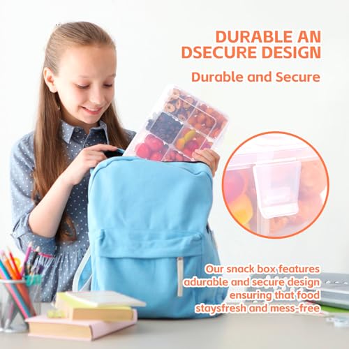 4 Pcs Snack Box Container. | 8 Compartments Snack Containers Reusable Meal Lunch Containers.