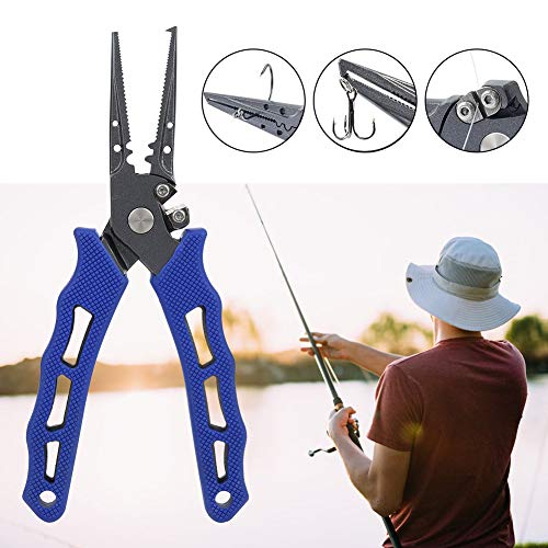 Fishing Lure Pliers Hook Remover Controller Scissors Tool for Fishing Control Blue
