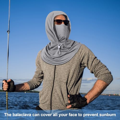 Funtery 4 Pack Cooling Balaclava Face Mask UV Protection Breathable Full Head Hood for Men Women Cycling Fishing Motorcycle - color: Black, Dark Gray, Light Gray, White