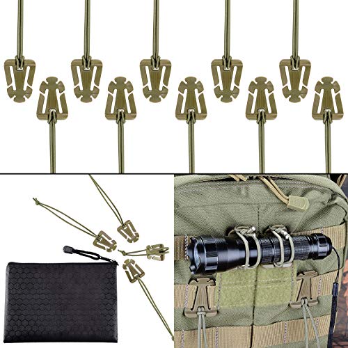 BOOSTEADY 10Pcs Tactical Gear Clip Molle Web Dominators for Outdoor Hydration Tube Backpack Straps Management - color: Od Green