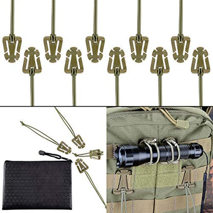 BOOSTEADY 10Pcs Tactical Gear Clip Molle Web Dominators for Outdoor Hydration Tube Backpack Straps Management - color: Od Green