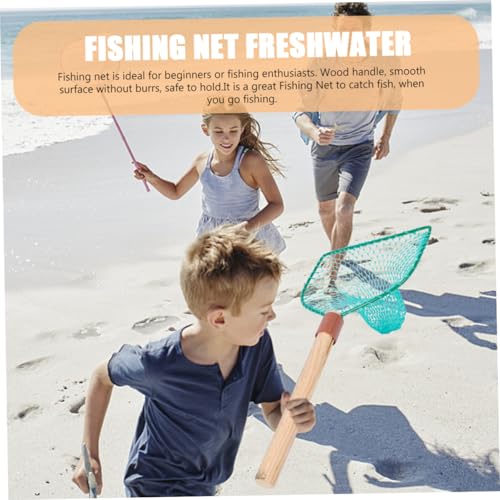 SUPVOX Wood Handle Fishing Net Landing Net 30cm Large Mesh Sturdy with Wooden Frame for Outdoor and Household Fishing