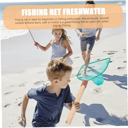 SUPVOX Wood Handle Fishing Net Landing Net 30cm Large Mesh Sturdy with Wooden Frame for Outdoor and Household Fishing