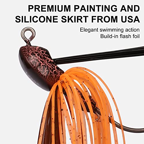TRUSCEND Jigs Fishing Lures with Ultra Smooth Teflon Hook, Tour Grade Titanium Weed Guard Swim Jigs, Valuable Weedless Skirted Jig, Well-Made Lures for Crappie Bass Trout, Freshwater Fishing Gear - color: C2-1/2oz