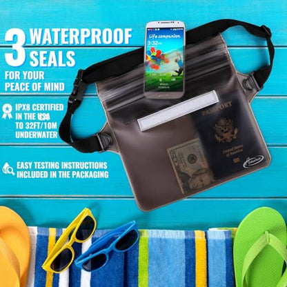 AiRunTech Waterproof Fanny Pack, Beach Cruise Vacation Essentials, Waterproof Pouch Protect Phone Passport Valuables Dry Safety, Paddle Board Kayaking Boating Swimming Accessories-2 Pack（Black + Pink） - color: Black+Pink