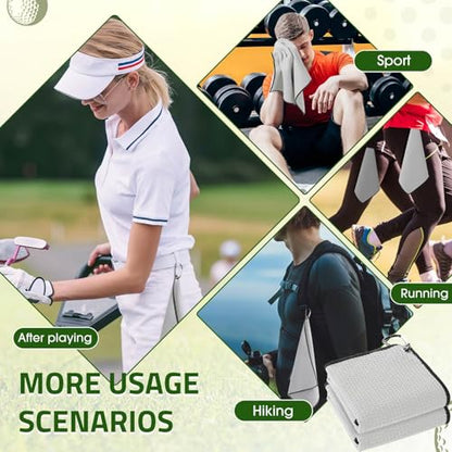 Batiyeer 12 Pcs Golf Towel Bulk for Golf Bags Microfiber Fabric Towel with Clip Waffle Pattern, Fitness, Camping, Hiking, Yoga - color: Light Grey