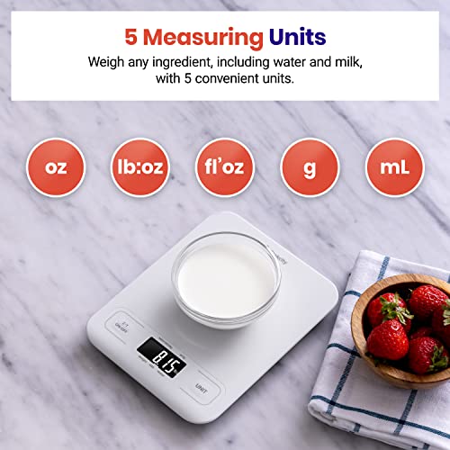 Etekcity Food Kitchen Scale, Digital Grams and Ounces for Weight Loss, Baking, Cooking, Keto and Meal Prep, LCD Display, Medium, White - color: White