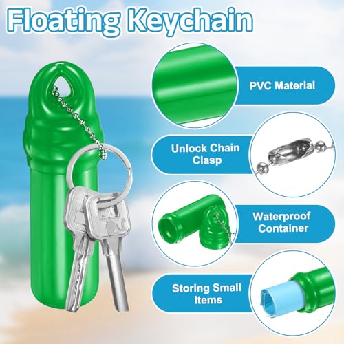 uxcell Floating Keychain, Float Key Ring Holder with Waterproof Container, Float Key Pendant for Fishing - color: Green