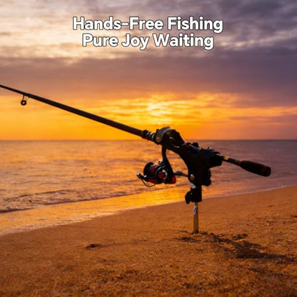 Hitorhike Fishing Rod Holder for Ground and Bank Fishing, No Tools Required Adjustable Fishing Rod Holder with Gentle Grip, Heavy Duty Rod Stand for Shore Fishing (Universal, 2)