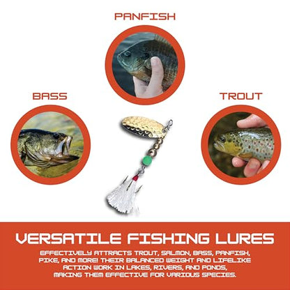Hipster Pro Pack Rooster Tail Fishing Lures - Proven Inline Spinner Baits, Premium Trout Spinners for Trout and Salmon River Fishing, 100% USA Made by Hofmann's Lures - color: Hammered Series