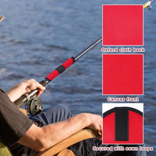 6 Pcs Lure Shield, 5.9 Inch Fishing Pole Hook Covers, Oxford Cloth Protective Sleeves for Rod Storage and Safety, Red & Black