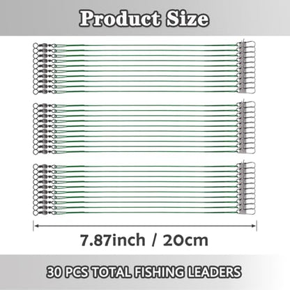 Fishing Leaders, 30pcs Stainless Steel Leader Wire Fishing Leader Line with Swivel Snaps Fishing Wire Leaders Connecting Fishing Tackle Lure or Hook for Saltwater and Freshwater - size: 7.87 inch