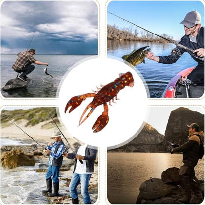 20PCS Soft PVC Fishing Lures 2.2 Inch – Lifelike Crawfish Bait with Artificial Lobster Claw Design, Jig Head Compatible for Bass & Trout Fishing - color: Brown